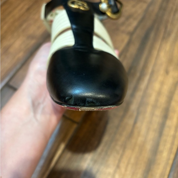 Authentic Gucci GG rare sling back black floral heel size 39 - Picture 10 of 16